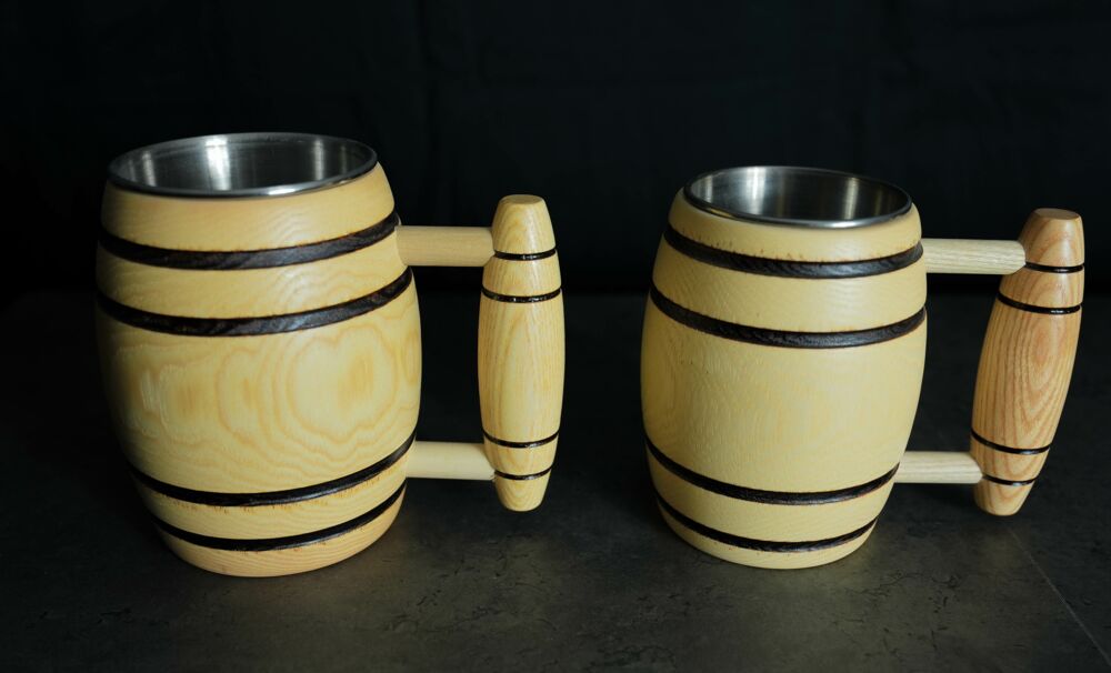 Chope bière en bois - Fabrication artisanale